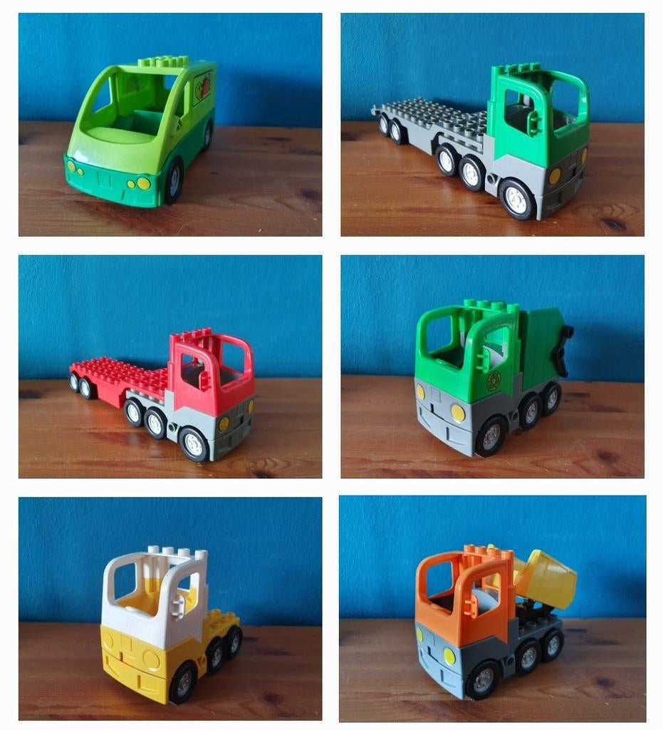 Duplo lego 6 Vrachtwagens voertuig oplegger aanhanger, Ophalen of Verzenden, Zo goed als nieuw, Duplo