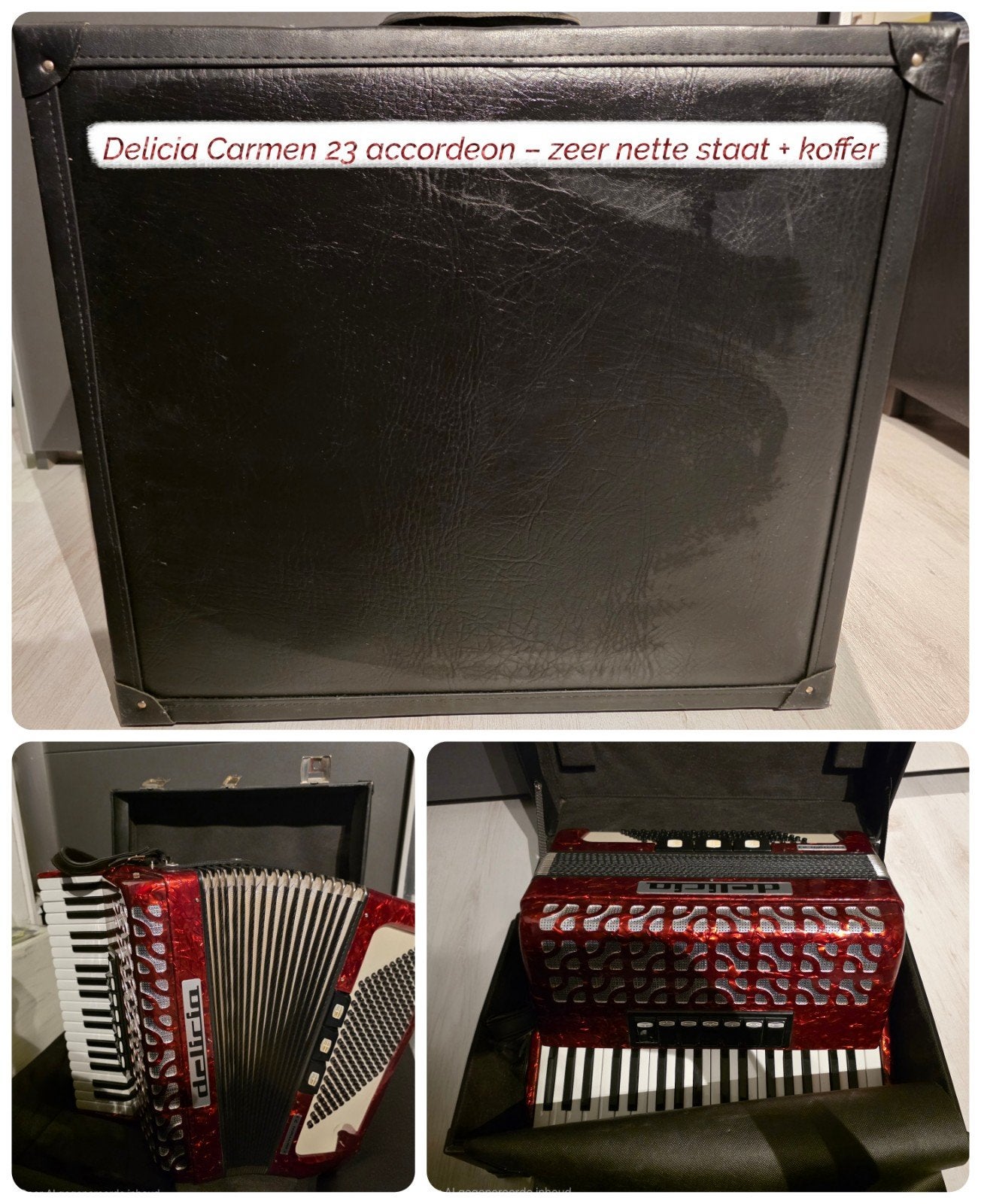 Delicia Carmen 23 accordeon 96 bas + koffer – zeer mooi, Met koffer, Zo goed als nieuw, 96-bas, Ophalen