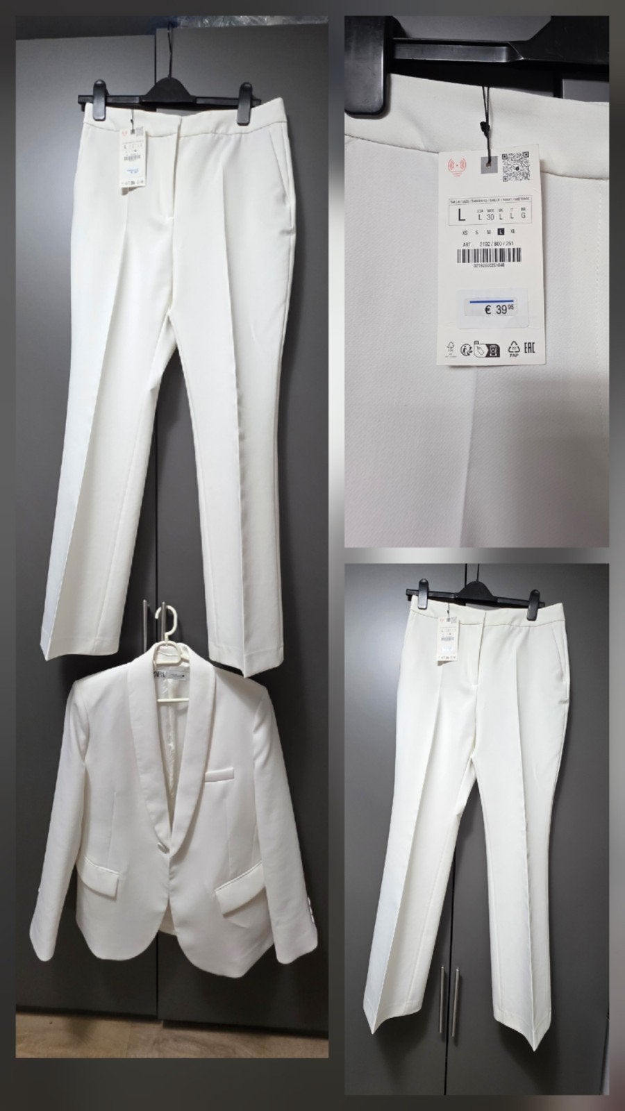 Zara Witte Broek en Blazer Set - Maat L, Maat 42/44 (L), Nieuw, Ophalen of Verzenden, Lang