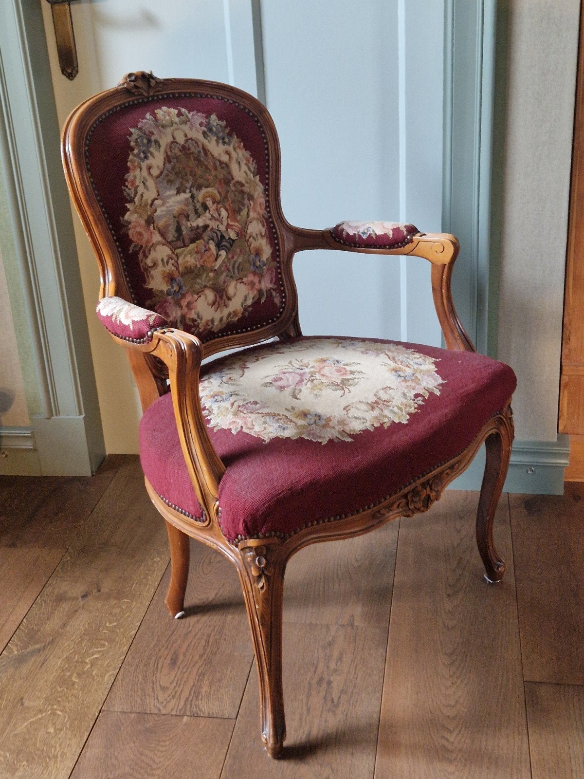 Mooie brocante Queen Ann barok stoel / fauteuil, Ophalen