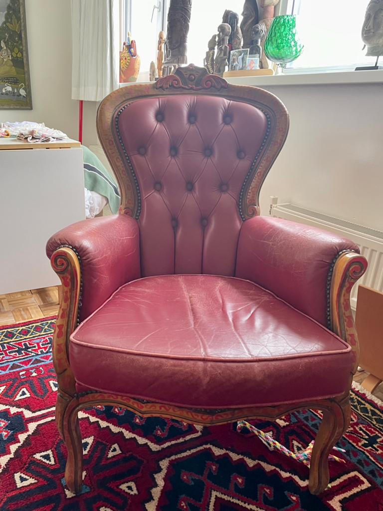 Stoel gestoffeerd roos met schildering, Antiek en Kunst, Ophalen