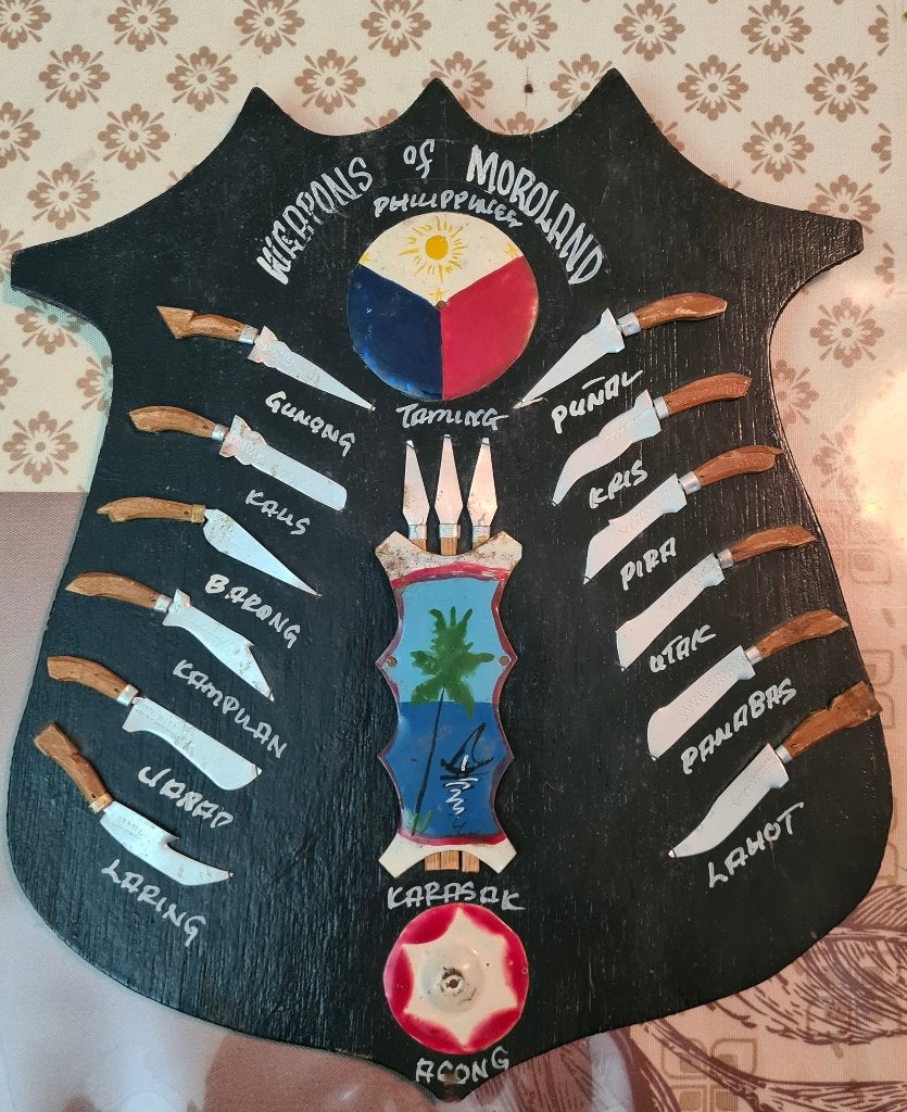 Arts Weapons of Philippines wandboard, Antiek en Kunst, Hout, Wanddecoratie, Ophalen of Verzenden, Meerkleurig