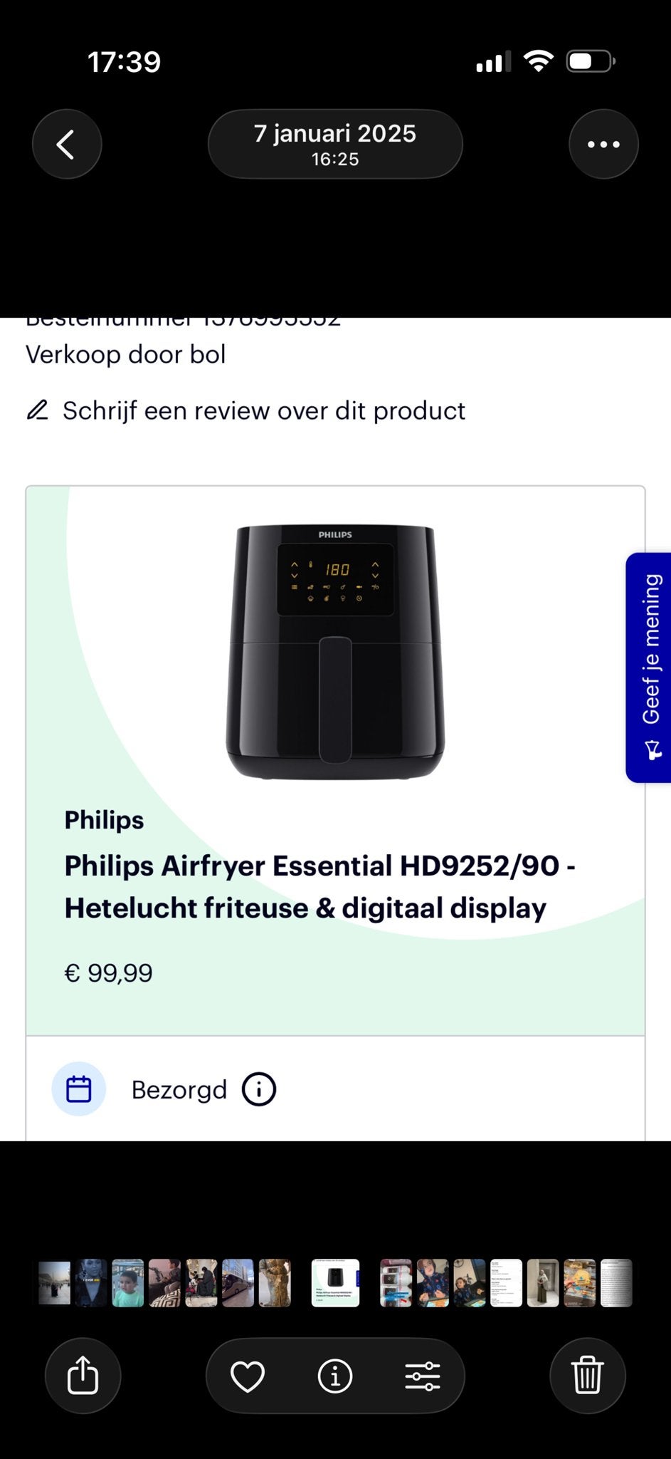 Philips Airfryer Essential HD9252/90 - Hetelucht friteuse, Ophalen of Verzenden, Zo goed als nieuw, Airfryer, 750 t/m 999 gram