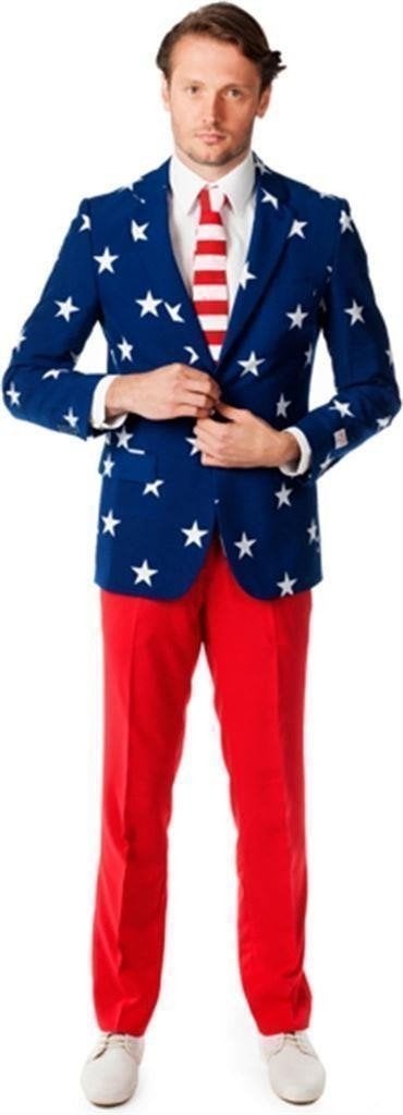 OppoSuits en Smiffys Kostuums - Stars and Stripes Maat 56, Ophalen of Verzenden, Nieuw, Maat 56/58 (XL), Blauw