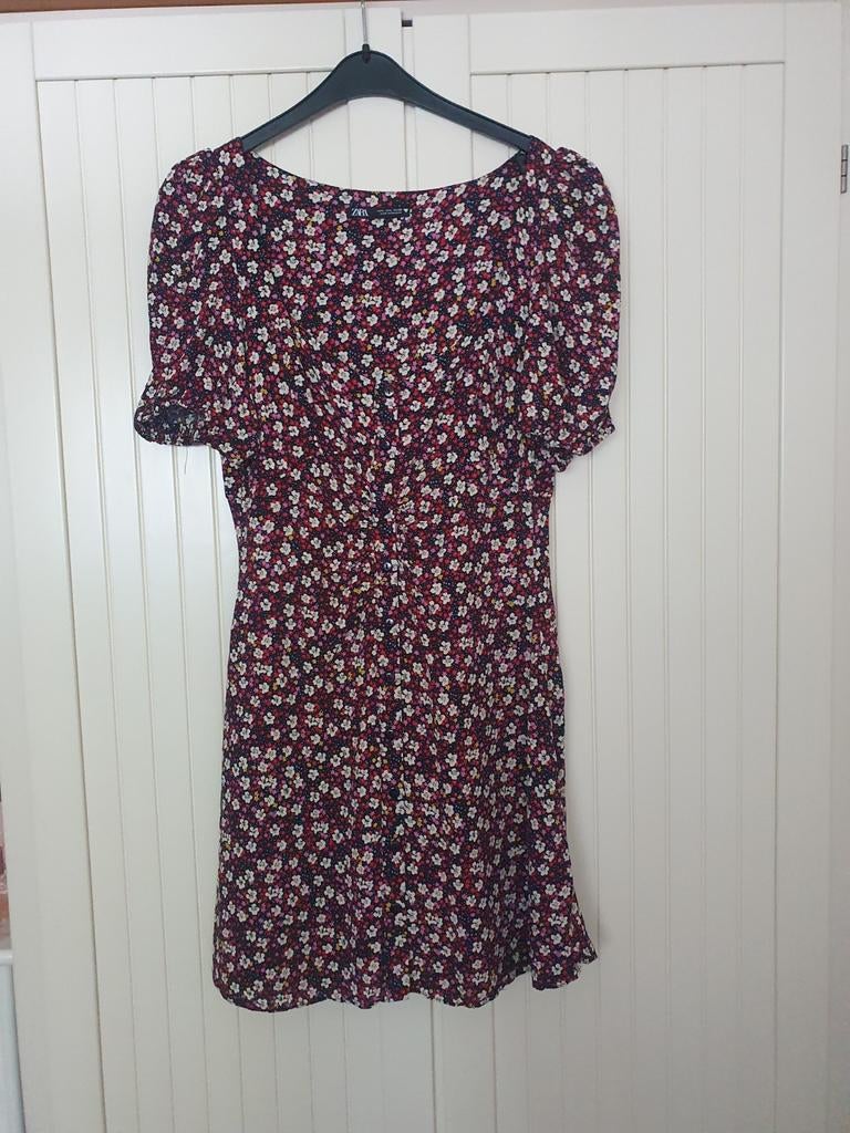 Jurkje Zara gebloemd zwart/rose mt 38, Ophalen of Verzenden, Zo goed als nieuw, Maat 36 (S), Zwart