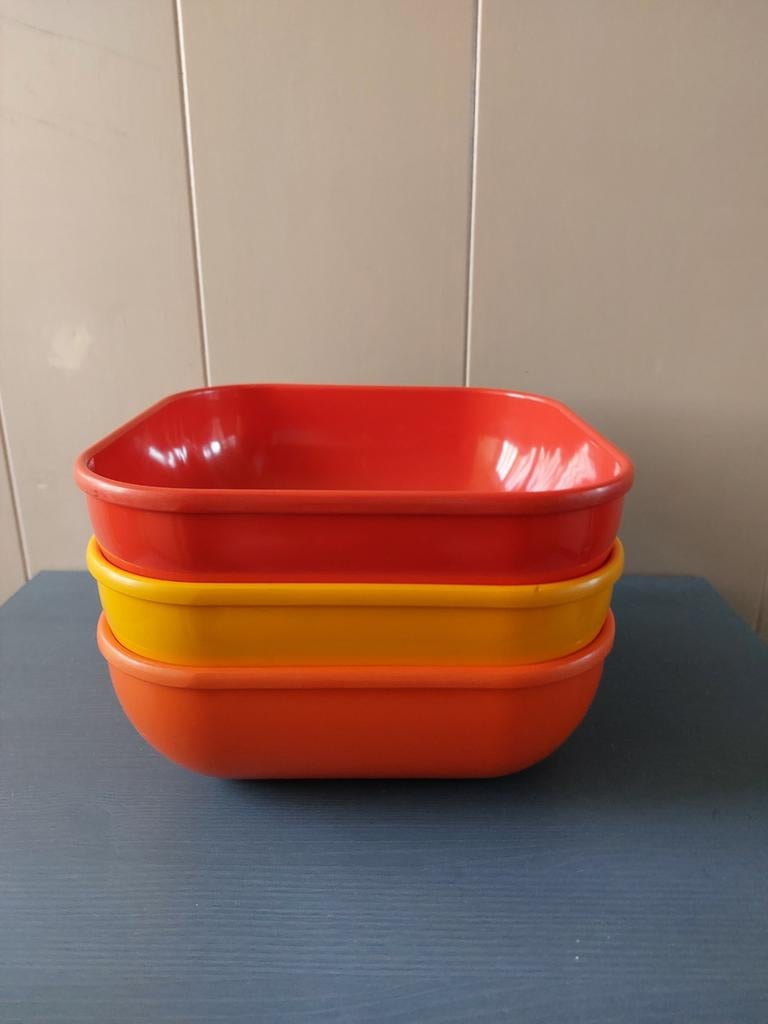 Vintage Mepal Schalen Rood Geel Oranje Jaren 70, Ophalen of Verzenden, Gebruikt