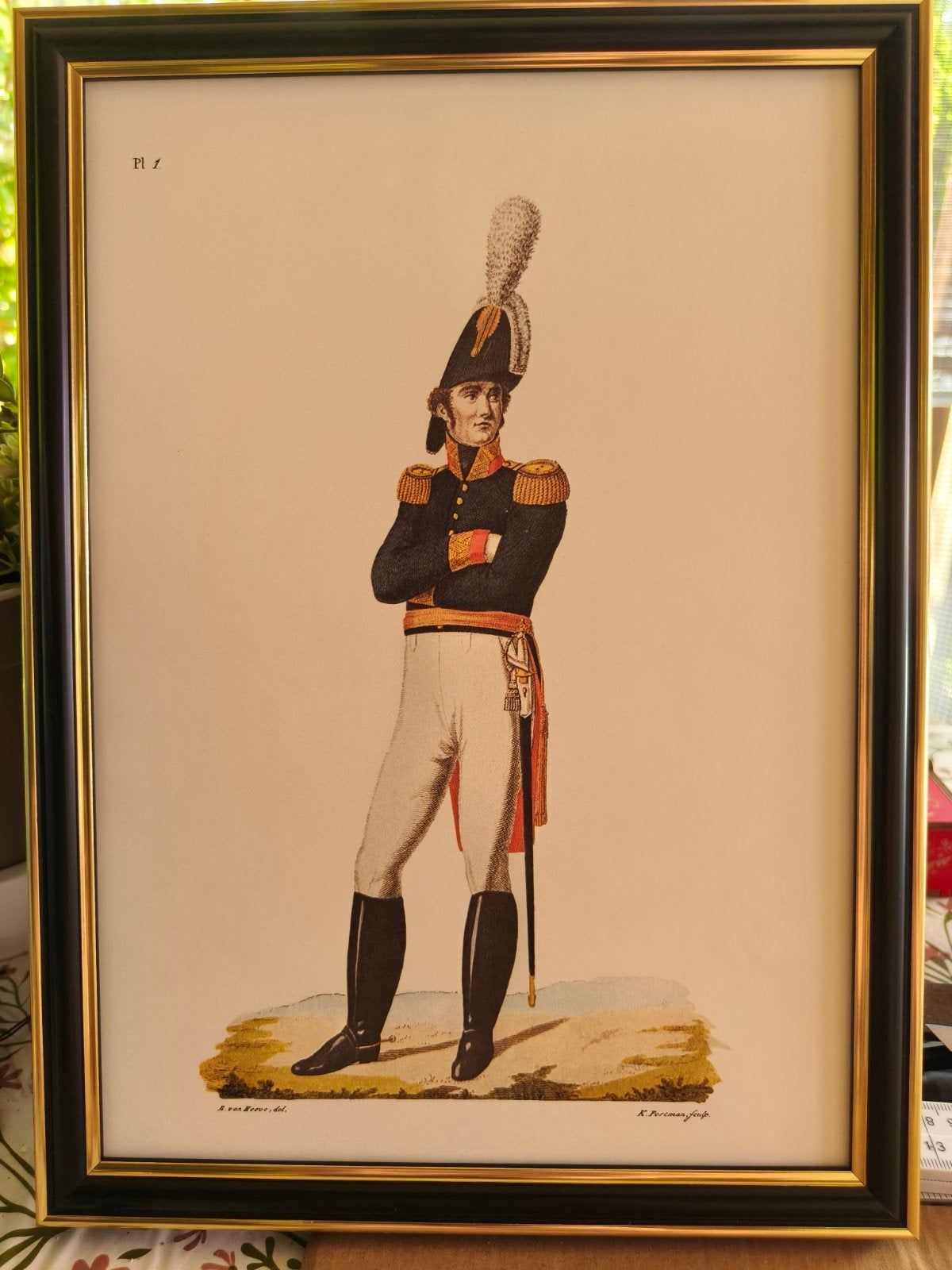 Set van 9 antieke handgekleurde militaire prenten, Ophalen of Verzenden