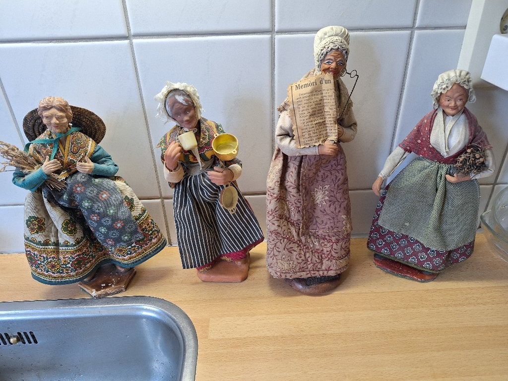 Set van 4 vintage poppen, oude dames, Ophalen of Verzenden, Gebruikt, Pop