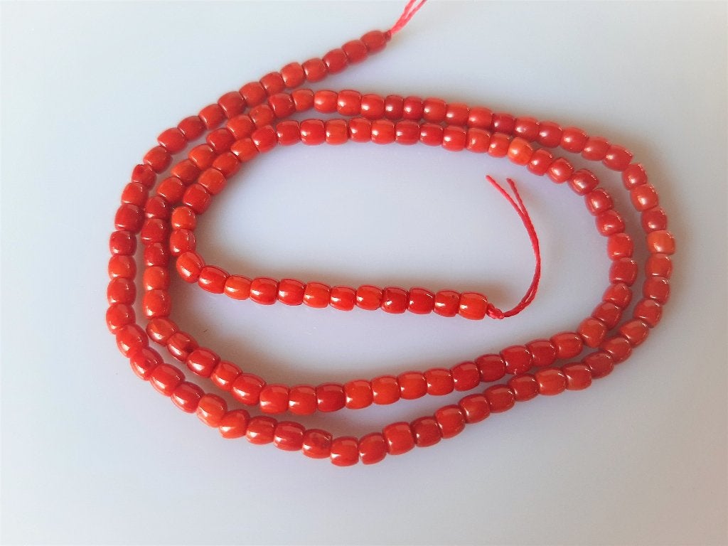 Bloedkoraal barrel kraal oranje rood circa 3x3.2 mm, Ophalen, Nieuw, Kraal