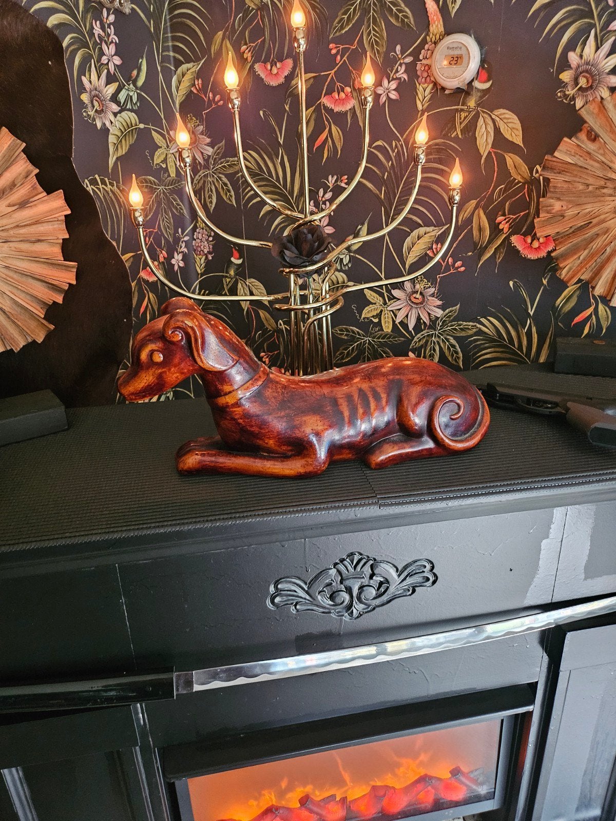 Vintage Hondenbeeld Jachthond - Syroco Wood (48 cm), Ophalen of Verzenden