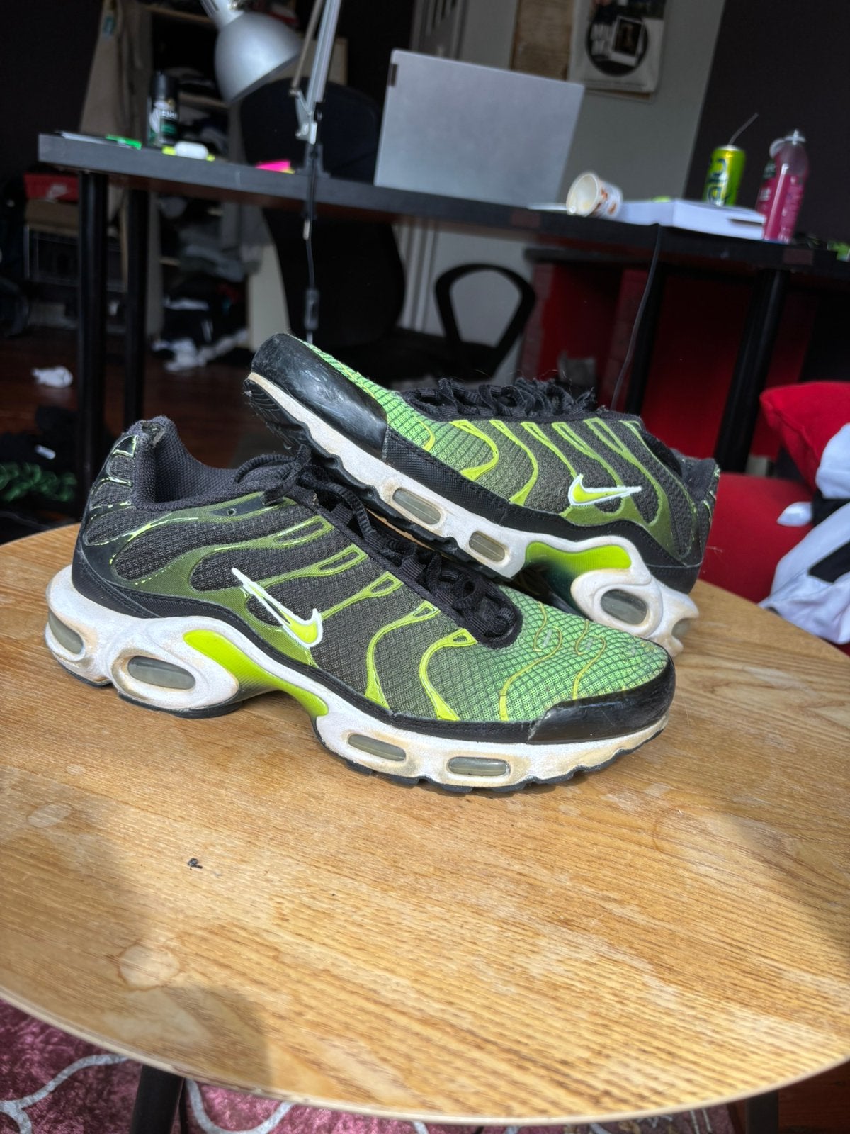 Nike air max TN black white volt green, Zwart, Ophalen of Verzenden, Sneakers of Gympen, Gedragen