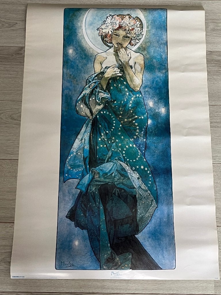 Alphonse mucha poster Maan, Ophalen of Verzenden, A1 t/m A3, Overige onderwerpen, Rechthoekig Staand