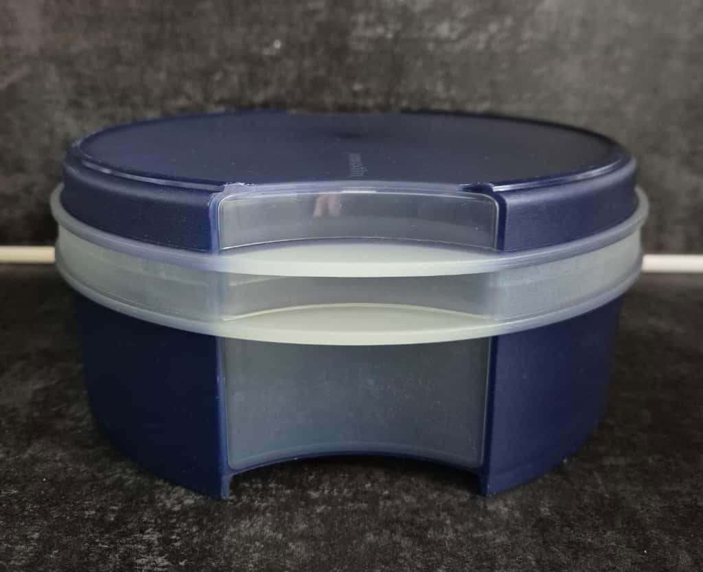 Tupperware vensterdoos koektrommel Donkerblauw, Ophalen of Verzenden, Zo goed als nieuw, Blauw, Bus of Trommel