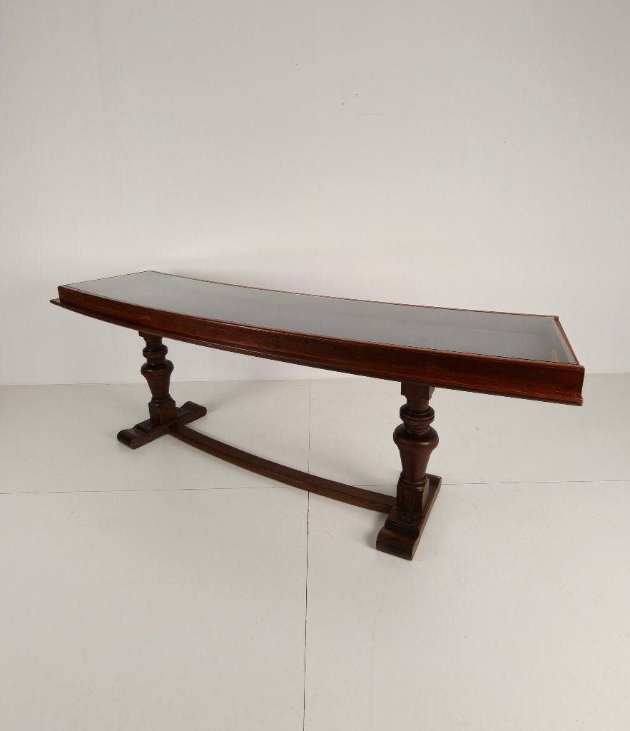 Eiken vitrinekast jaren 940–50 Horizontaal gebogen model, Ophalen of Verzenden