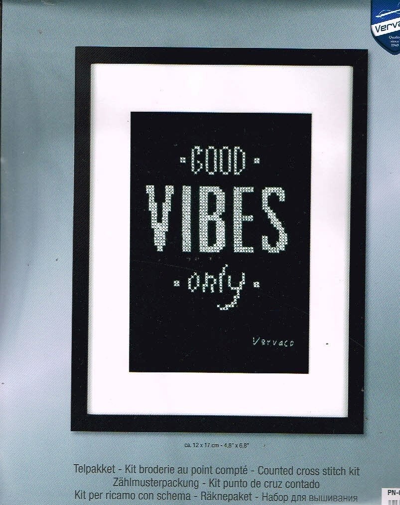 Cado aanbieding vervaco borduurpakket, GOOD VIBES ONLY, Ophalen of Verzenden, Nieuw, Handborduren, Borduurpakket