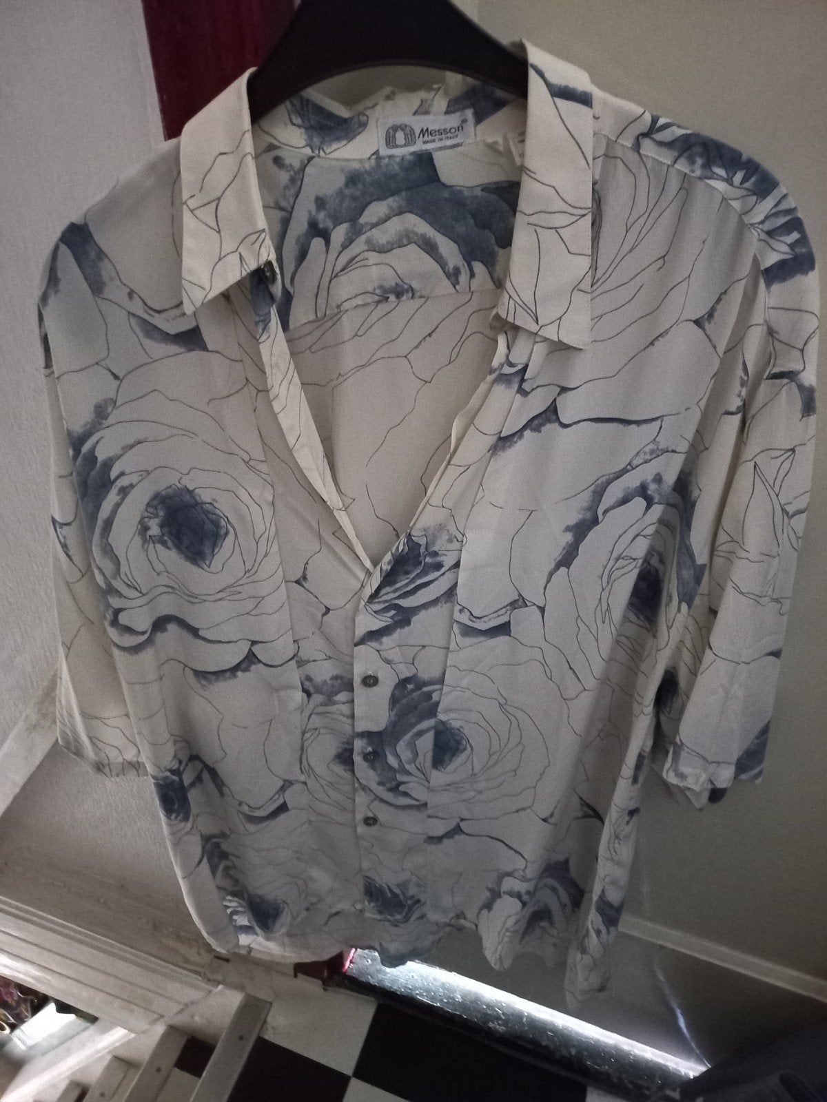 heel mooi silk heren hemd zomer maat m nw, Ophalen of Verzenden, Blauw