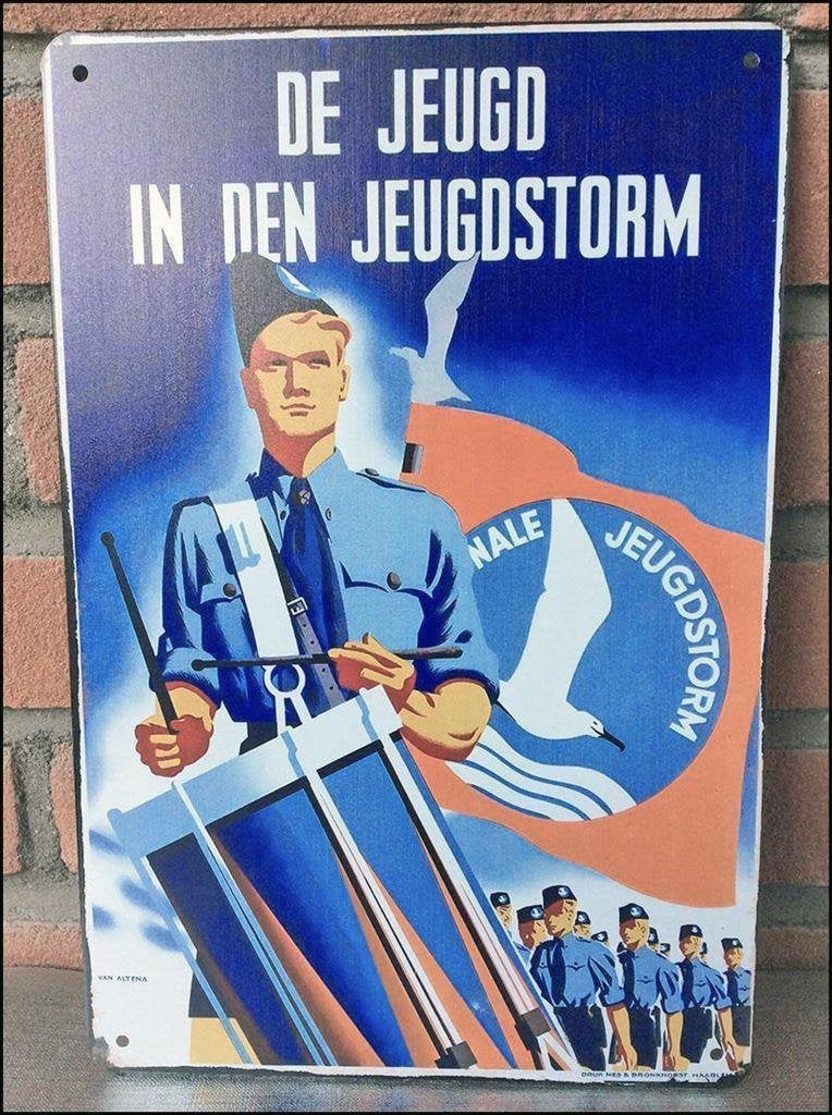 JEUGDSTORM Metalen Propagranda Wandbord wa plaat, Verzamelen, Militaria | Tweede Wereldoorlog, Verzenden, Nederland, Foto of Poster