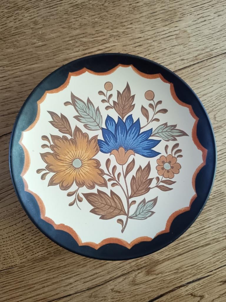 Gouda Plateel Handwerk Wandbord - Bloemenmotief, Ophalen