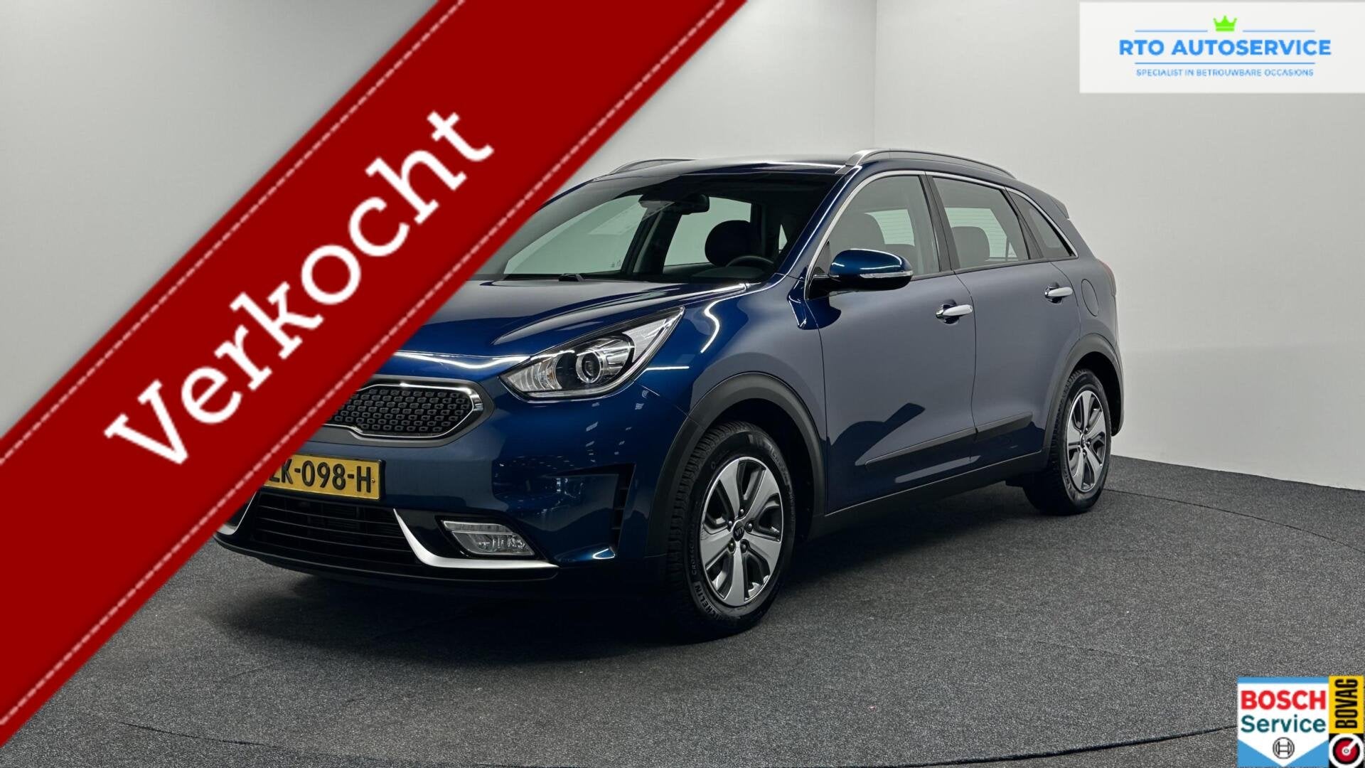 Kia Niro 1.6 GDi Hybrid ExecutiveLine CAMERA NAVI ECC TREKHA, Auto's, Gebruikt, Met garantie (alle), Blauw, Leder en Stof
