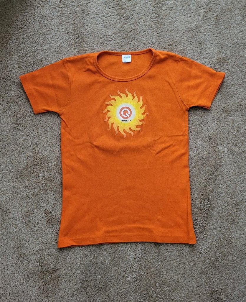 Q-Dance dames DJ shirtje ( Hardcore / Trance / Thunderdome ), Ophalen of Verzenden, Zo goed als nieuw, Oranje, Korte mouw