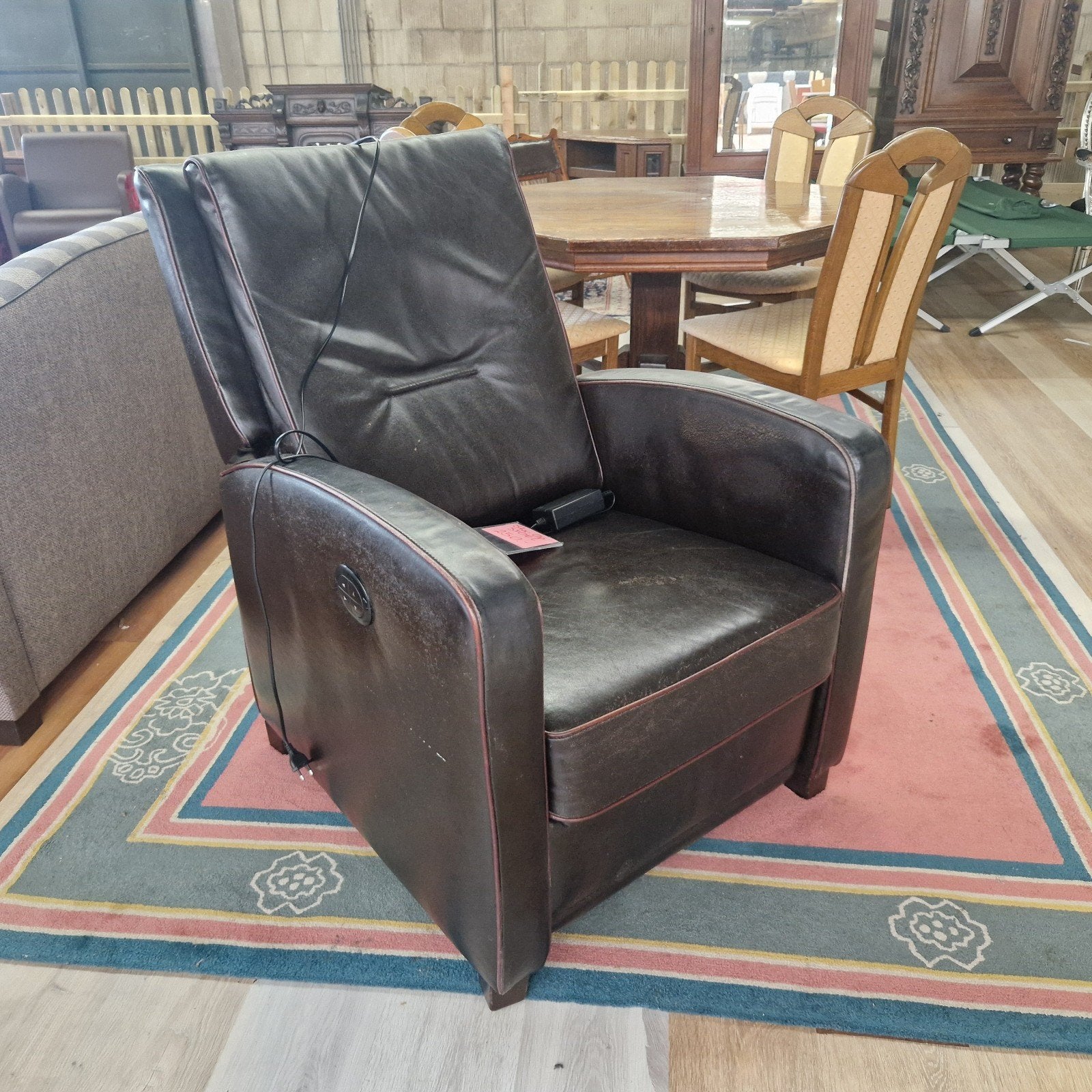 Comfortabele elektrische relaxfauteuil - Bruin leer, Gebruikt, Onbekend, Ophalen of Verzenden, Onbekend