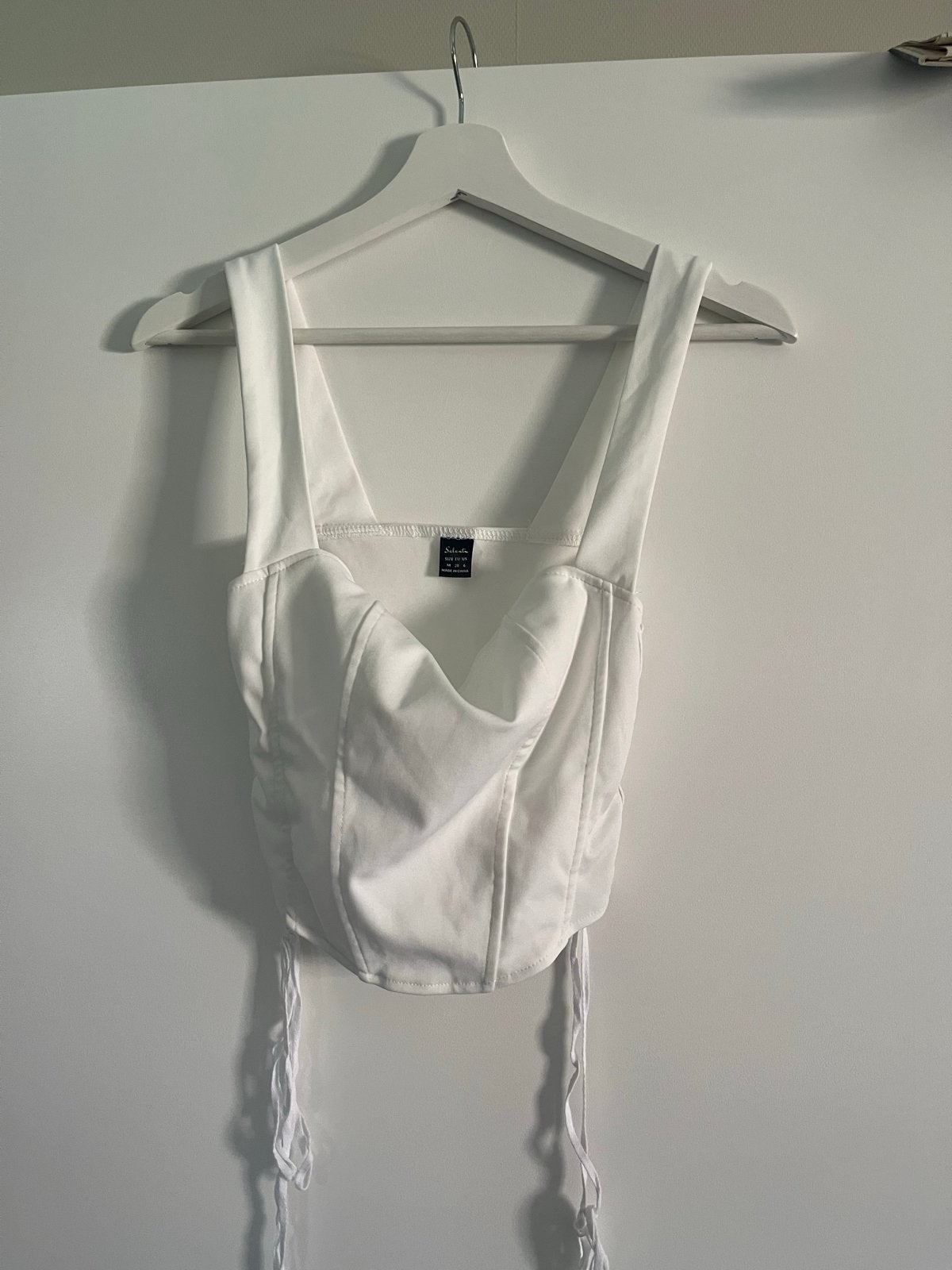 Witte korset top met vetersluiting, Wit, Ophalen of Verzenden, Zo goed als nieuw, Maat 36 (S)