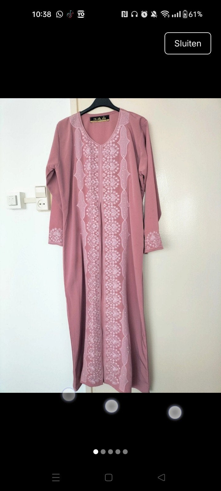Roze jurk Abaya met borduursel, Maat 38/40 (M), Nieuw, Ophalen of Verzenden, Onbekend