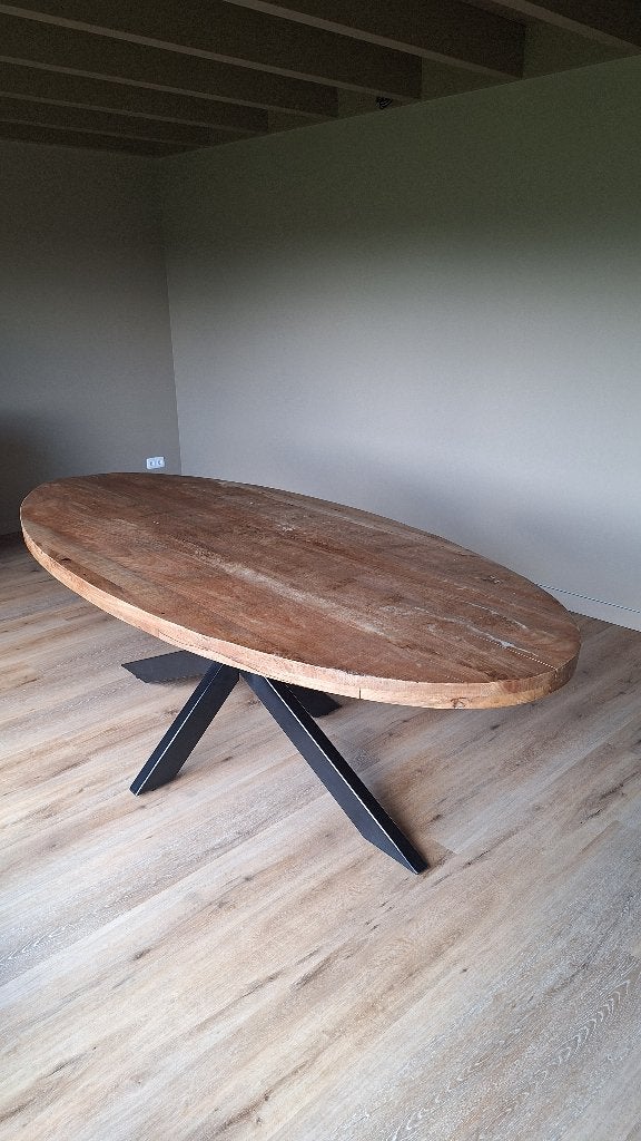 Ovale tafel 240, Ophalen, Gebruikt, 100 tot 150 cm, Teakhout