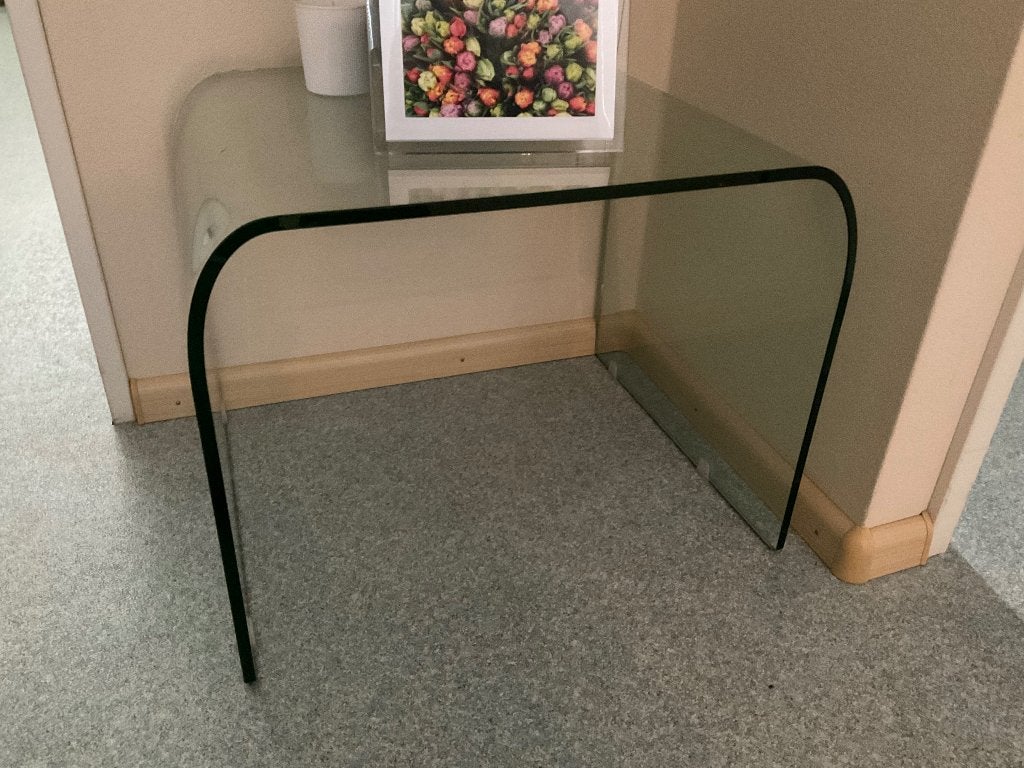 Glazen tafeltje, Huis en Inrichting, Tafels | Bijzettafels, Ophalen, Minder dan 45 cm, Minder dan 55 cm, Gebruikt