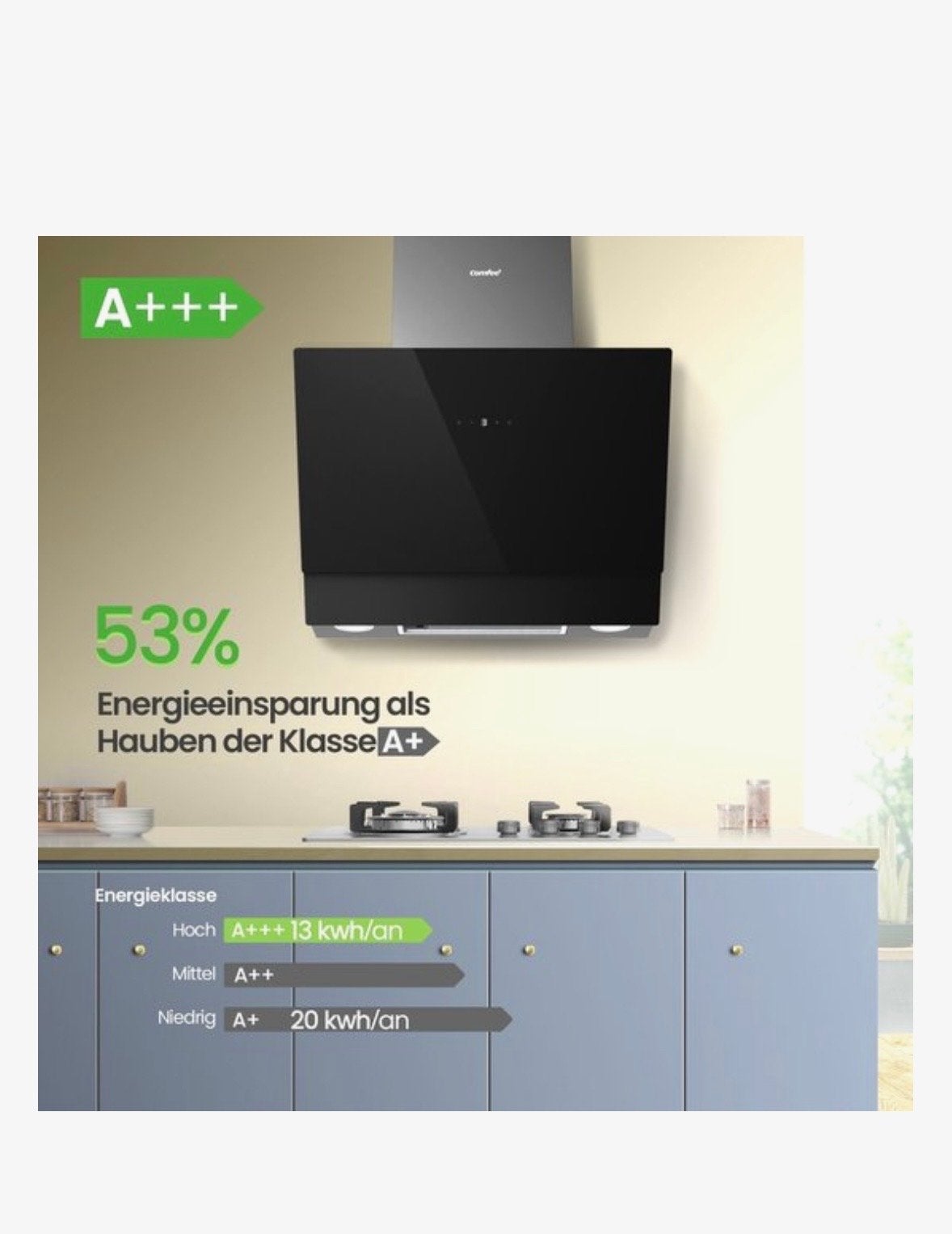 Comfee CHK 7.6J72A3B Afzuigkap Zwart - Nieuw in doos, Wandschouwkap, Comfee, Nieuw, Vrijstaand