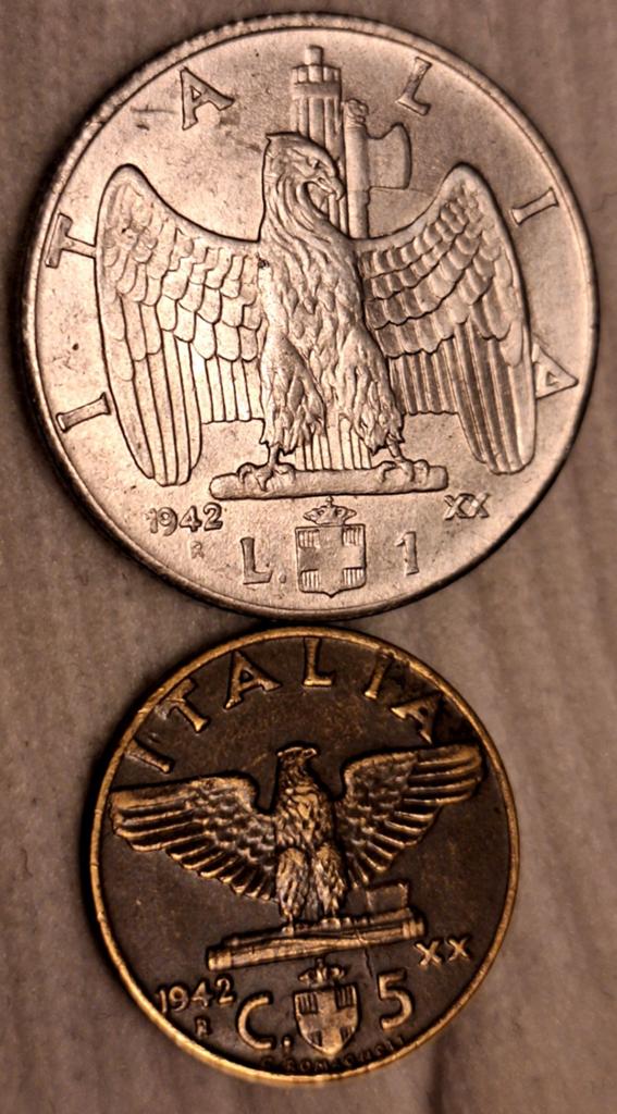 Italiaanse munten 1942 - Vittorio Emanuele III, Postzegels en Munten, Munten | Europa | Niet-Euromunten, Verzenden, Italië, Setje