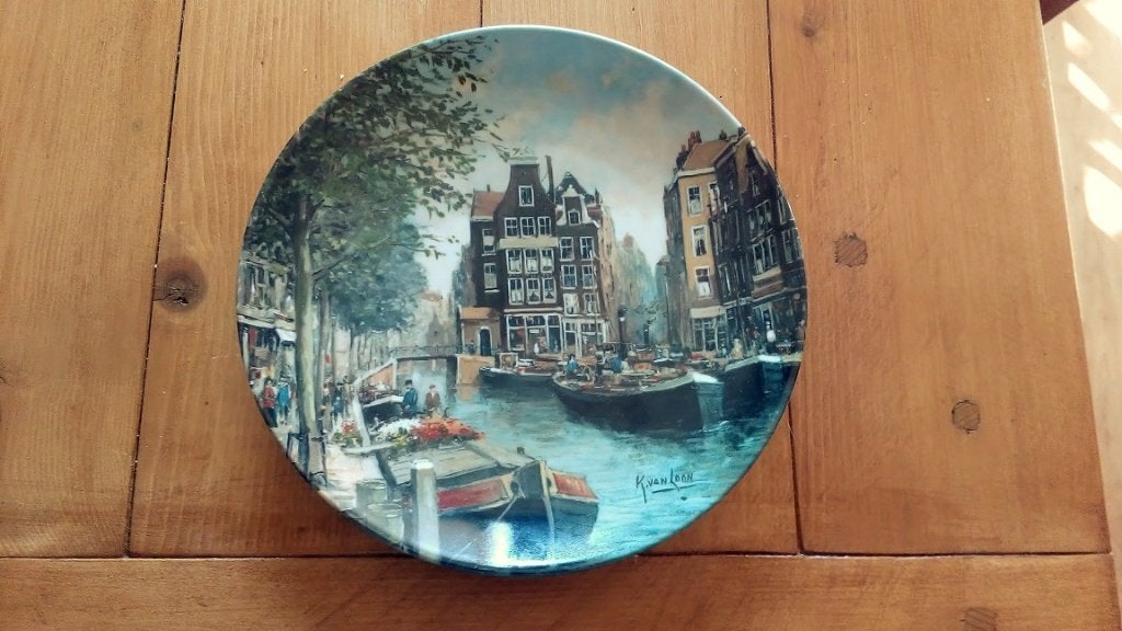 ROYAL MOSA Schotel "Lente aan een Rotterdamse Gracht", Ophalen of Verzenden