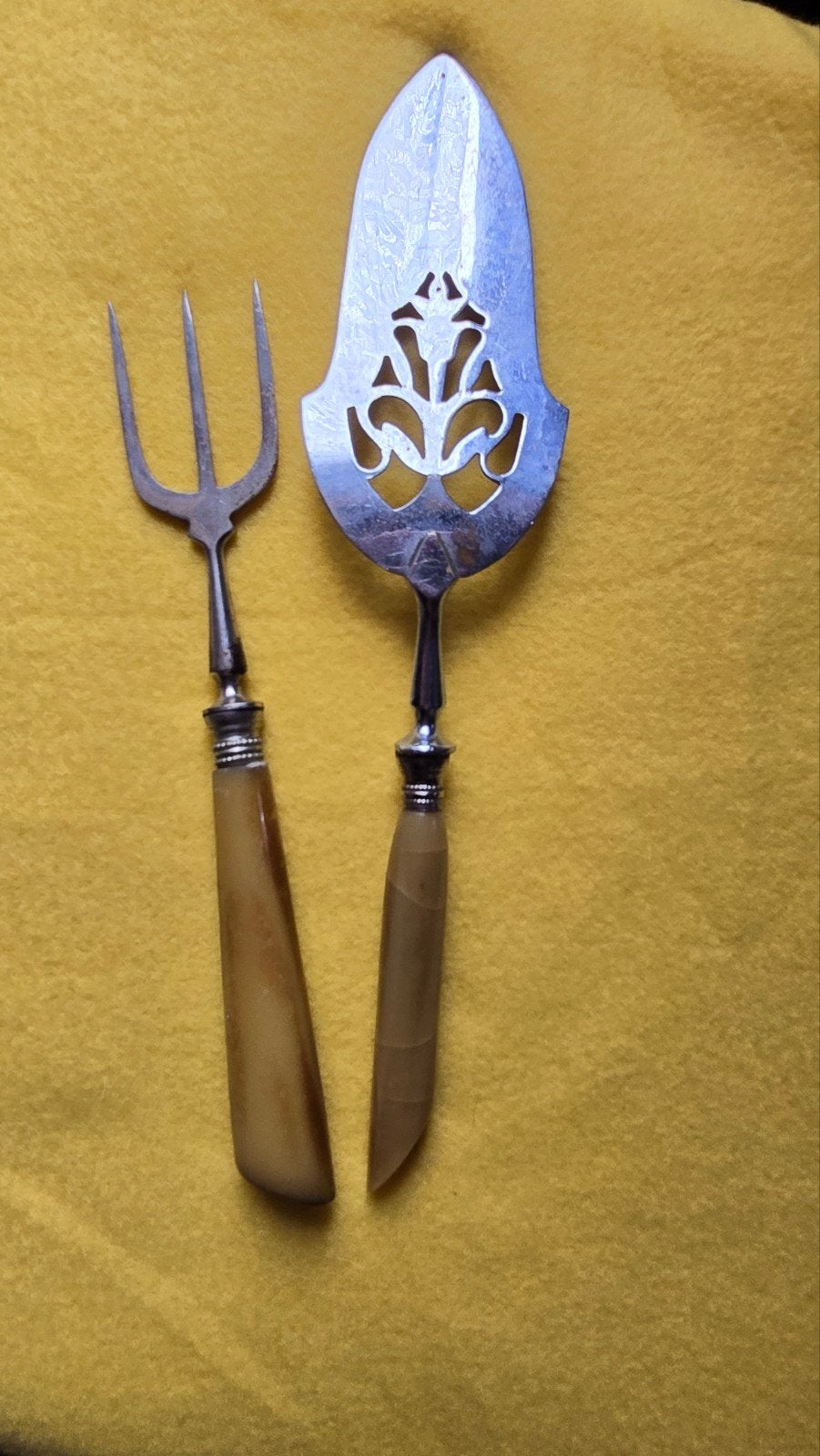 Taartschep en vlees vork Art Deco, Antiek en Kunst, Ophalen