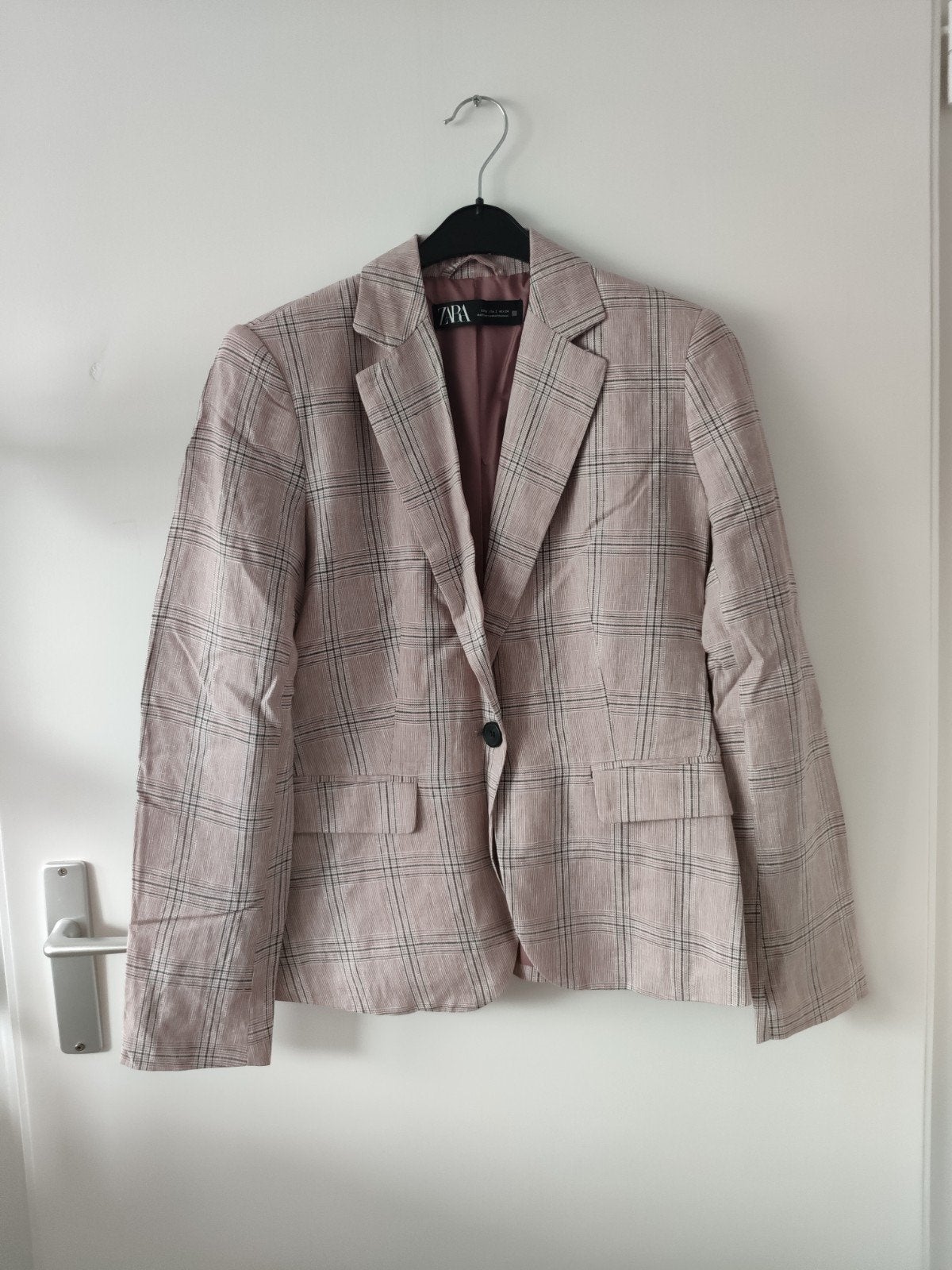 Zara lichtroze geruite blazer colbert xs 34 dunne stof nieuw, Zara, Nieuw, Ophalen of Verzenden, Jasje