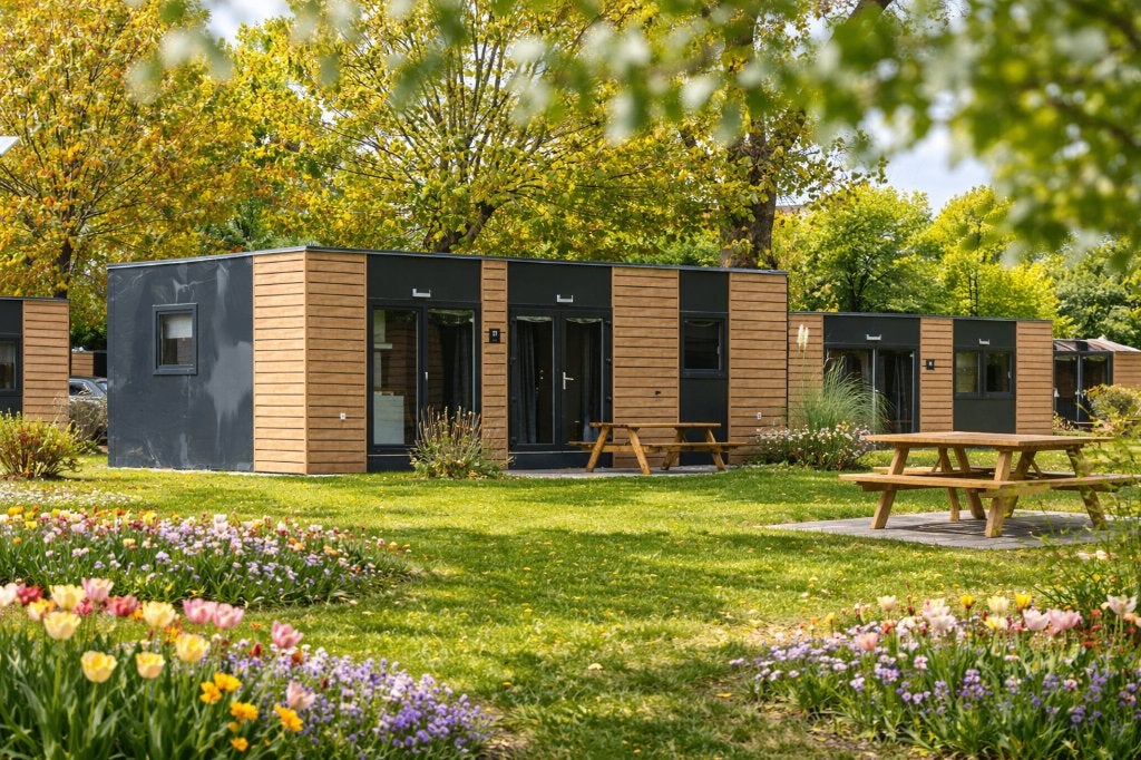 CHALET CUBE – Resort de Betuwe (30 jaar erfpacht), 40 m², Gelderland, 2 slaapkamers, Verkoop zonder makelaar