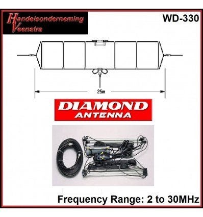 Diamond WD-330 HF dipool antenne 2 - 30 Mhz 25 meter, Telecommunicatie, Antennes en Masten, Ophalen of Verzenden, Nieuw, Antenne