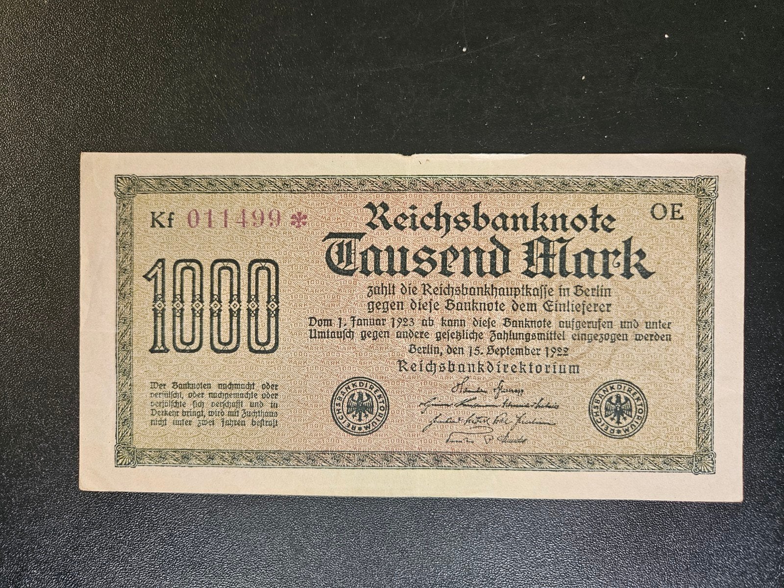 Duitsland pick 76d 1922, Postzegels en Munten, Ophalen of Verzenden, Overige landen, Los biljet