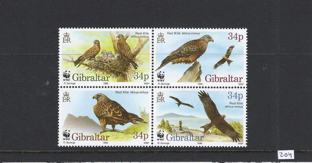 Gibraltar roofvogels wouw bedreigde diersoorten wwf wnf, Ophalen of Verzenden, Postfris