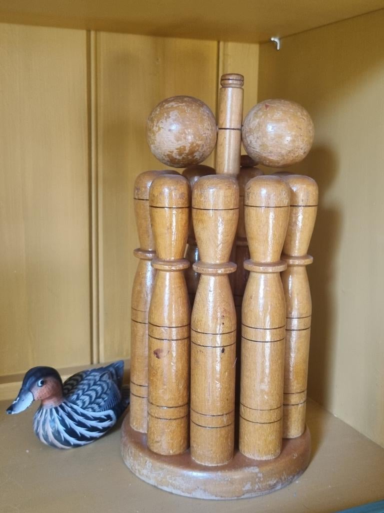 Prachtig antiek kegelspel, Ophalen of Verzenden