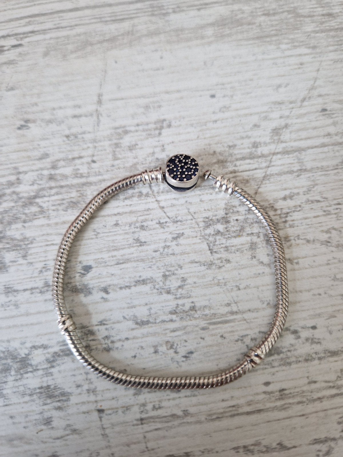 Pandora armband met blauwe steentjes sluiting, Ophalen of Verzenden, Zo goed als nieuw, Met bedels of kralen, Zilver