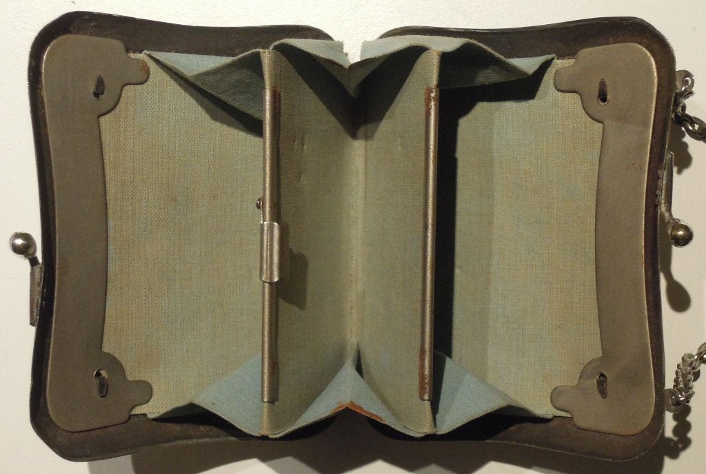 Nr G167: Antiek verzilverd Engels tasje (purse), Ophalen of Verzenden, Zilver