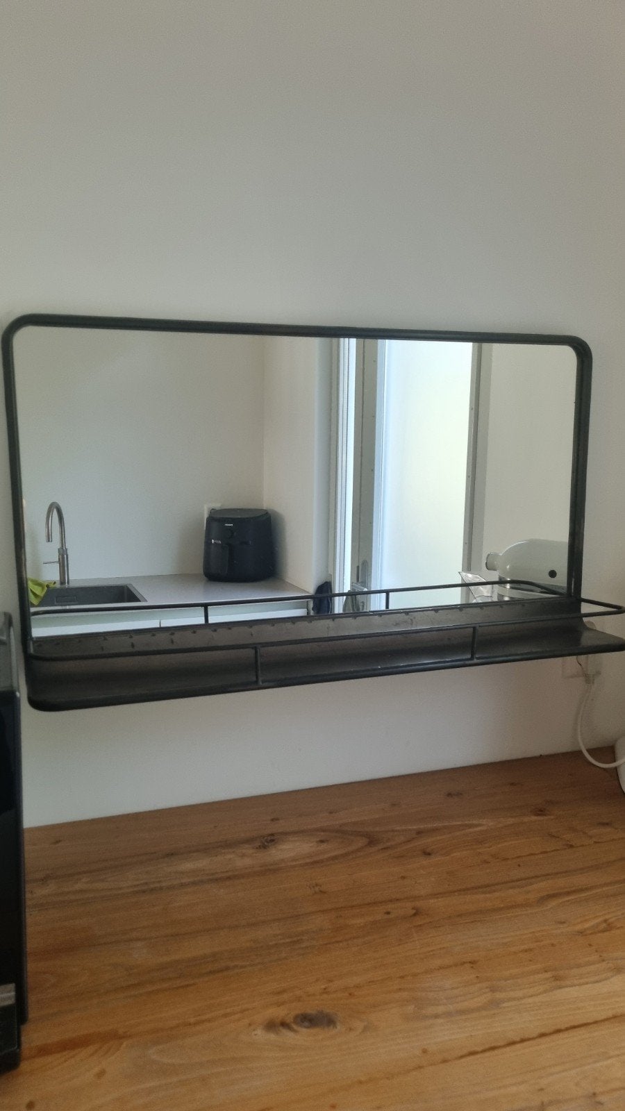 Grote spiegel met plankje - 90x50 cm, Ophalen, Zo goed als nieuw, 75 tot 100 cm, Minder dan 100 cm