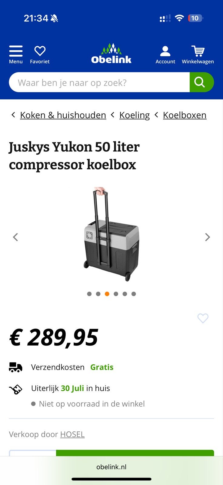 Juskys Yukon 50L Compressor Koelbox - nieuw, Ophalen of Verzenden, Nieuw, Koelbox, Compressor