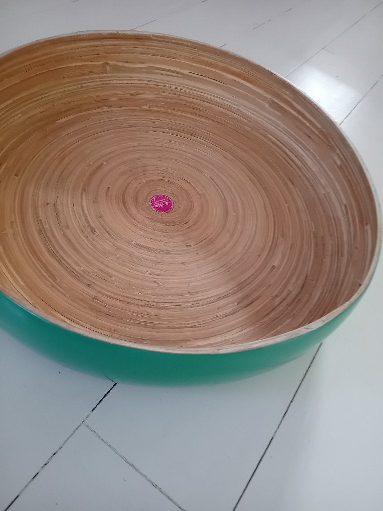 Smaragdgroen rice schaal bamboe, Schaal, Rond, Ophalen of Verzenden, Zo goed als nieuw