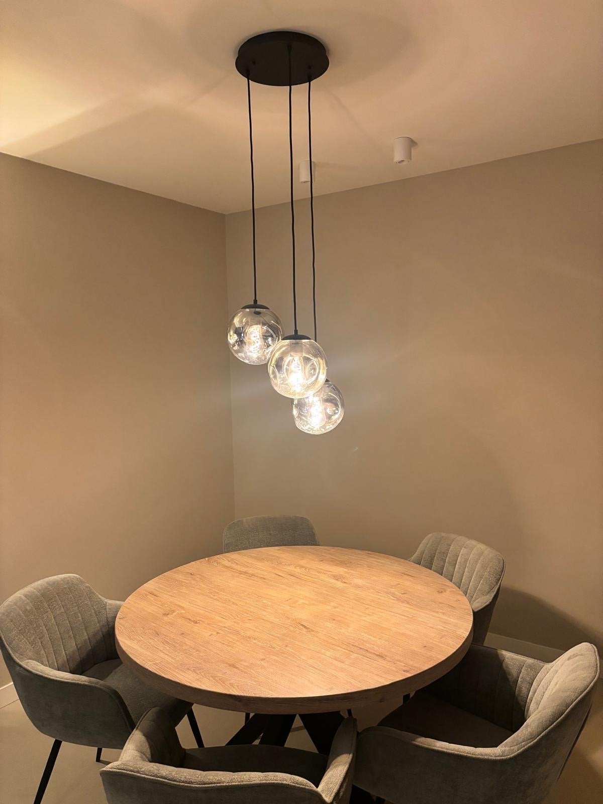 Moderne hanglamp met 3 glazen bollen - Zo goed als nieuw, Huis en Inrichting, Ophalen, E27 (groot), Modern, Glas