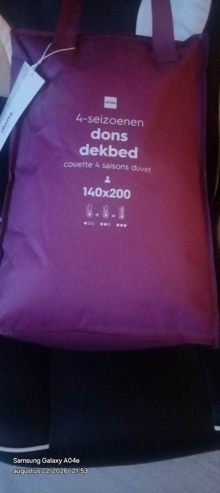 Hema 4-seizoenen dons dekbed 140x200 nieuw ., Ophalen, Eenpersoons, Wit, Nieuw