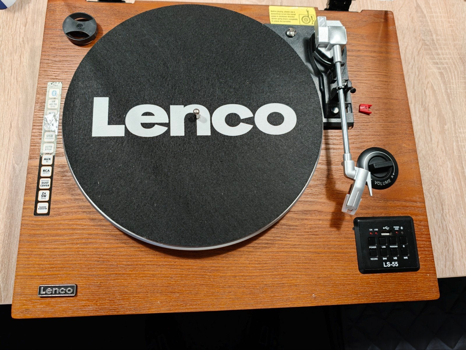 Lenco LS-55 Platenspeler met USB, Bluetooth en adapter., Zo goed als nieuw, USB-aansluiting, Platenspeler, Ophalen