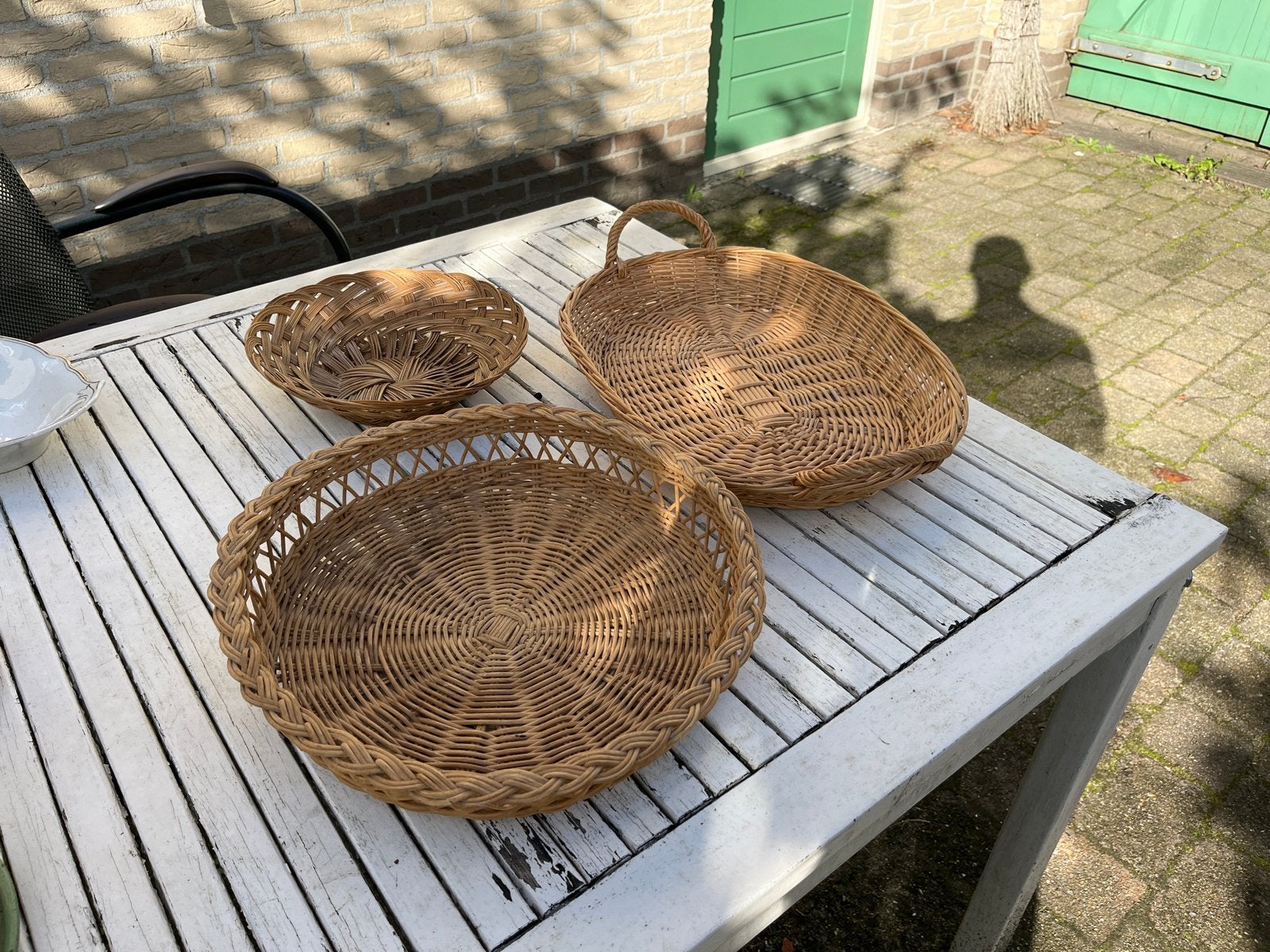 Set van 3 rieten manden - Gebruikt maar netjes, Ophalen, Gebruikt, Bruin, Natuurlijk materiaal