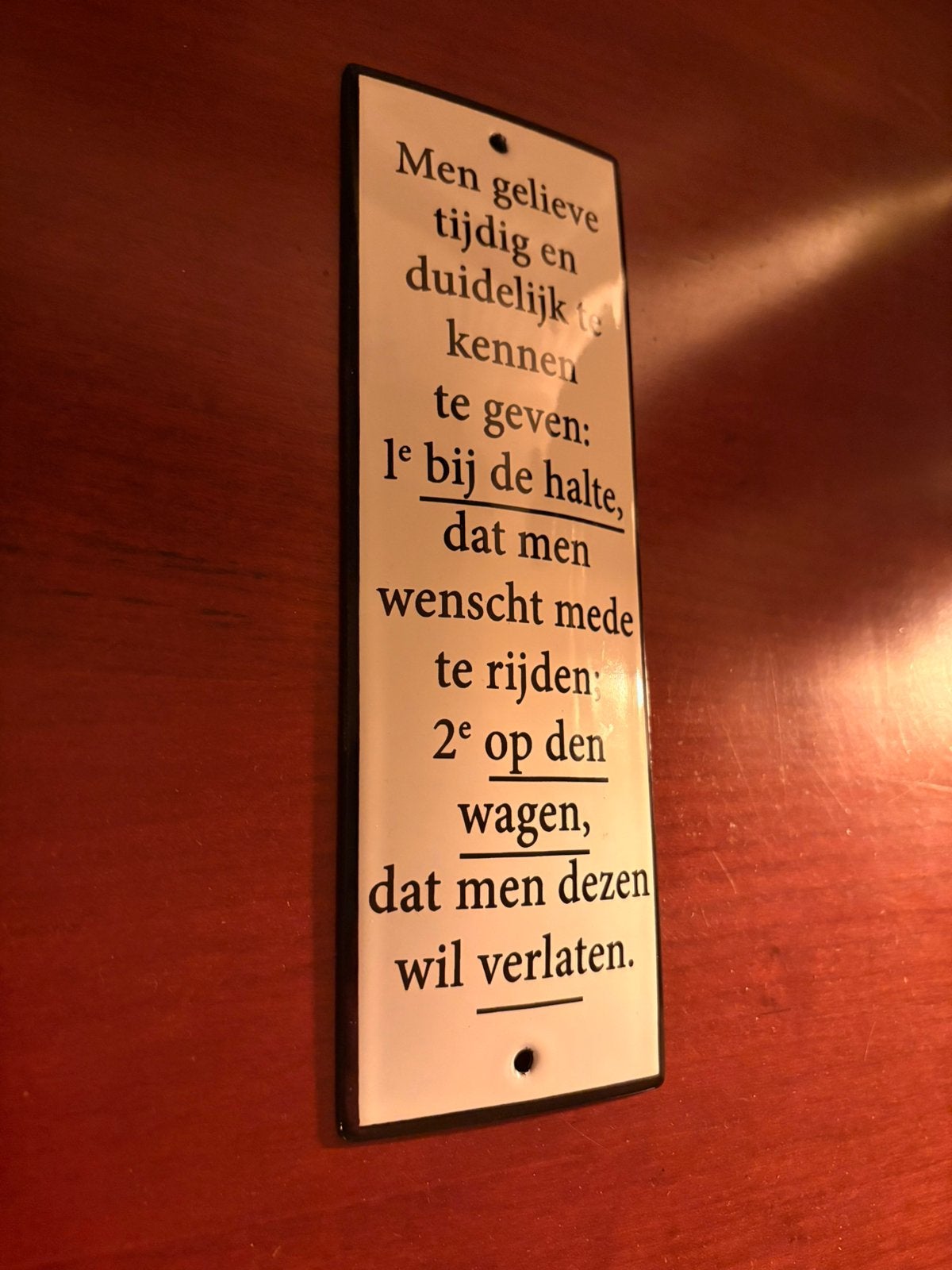 Nostalgisch klein emaille bordje tram, 21x 7 cm, Ophalen of Verzenden, Zo goed als nieuw
