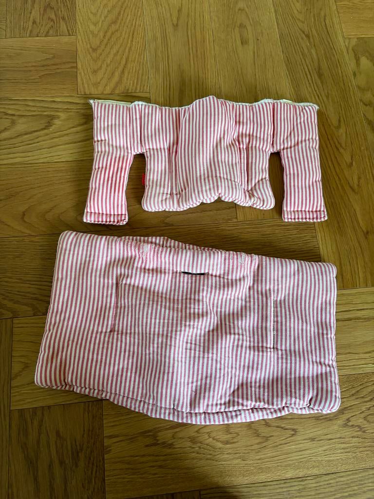 Stokke Tripp Trapp stoelbekleding rood gestreept, Ophalen of Verzenden, Gebruikt, Meegroeistoel, Stoelverkleiner